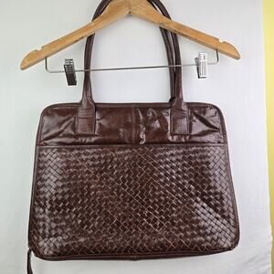 Latico Woven Leather Zip Around Tote Briefcase